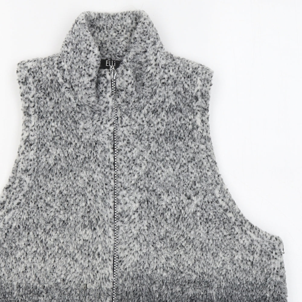 Elli Womens Grey Round Neck Polyester Full Zip Jumper Size 18