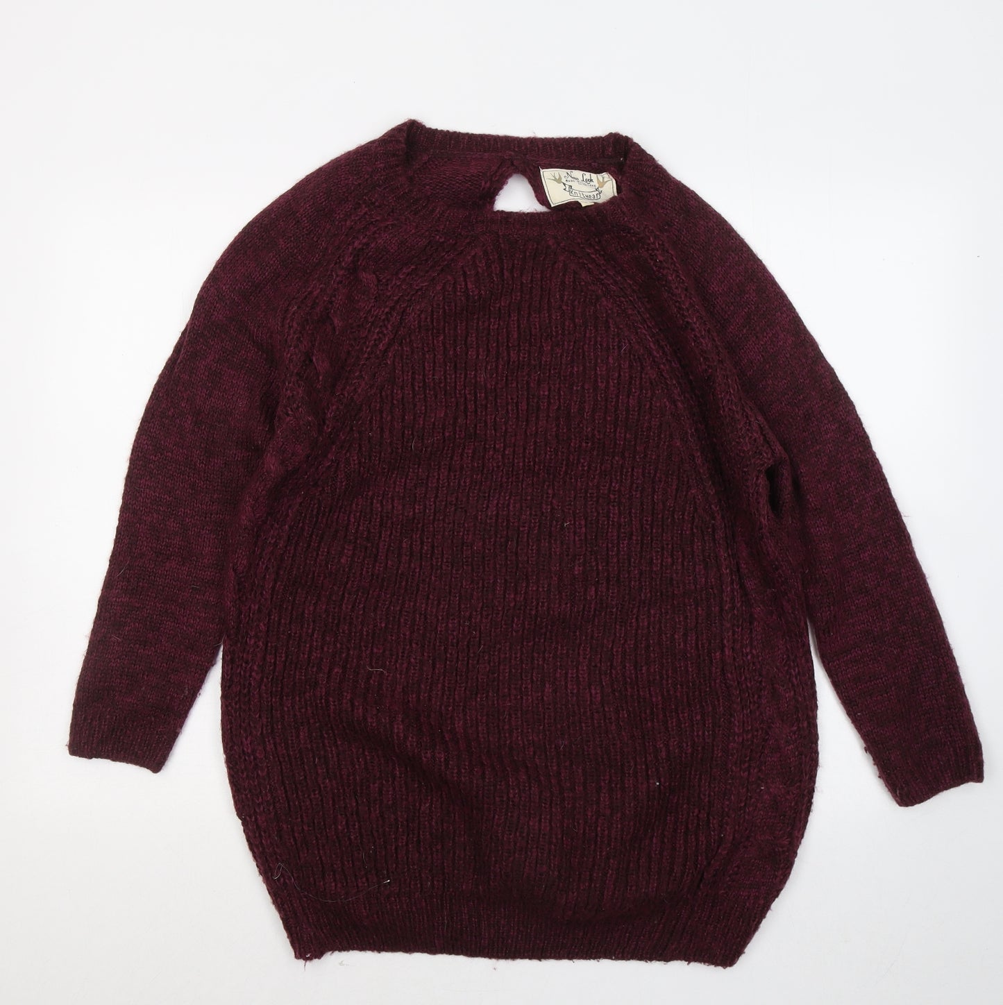 New Look Womens Purple Round Neck Acrylic Pullover Jumper Size M