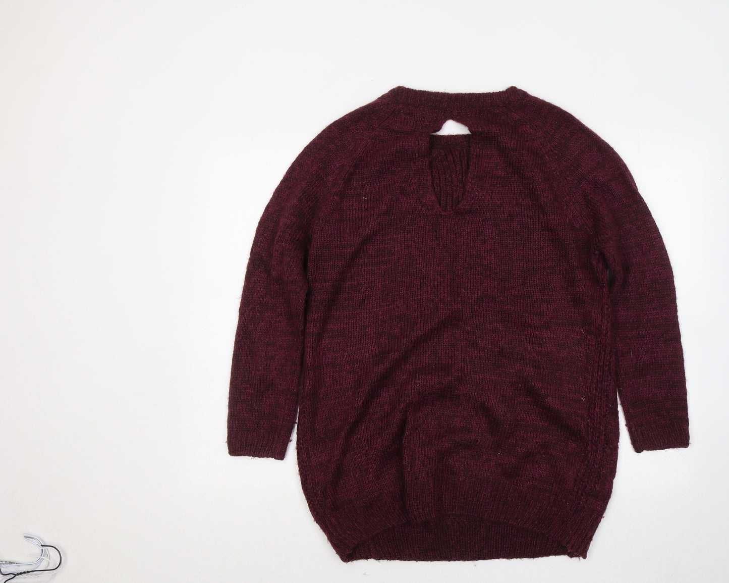 New Look Womens Purple Round Neck Acrylic Pullover Jumper Size M