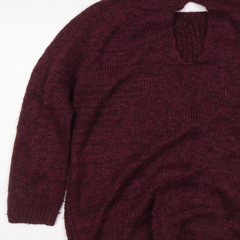 New Look Womens Purple Round Neck Acrylic Pullover Jumper Size M