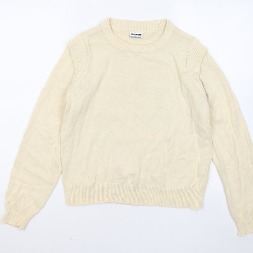 Noisy may Womens Yellow Round Neck Acrylic Pullover Jumper Size M