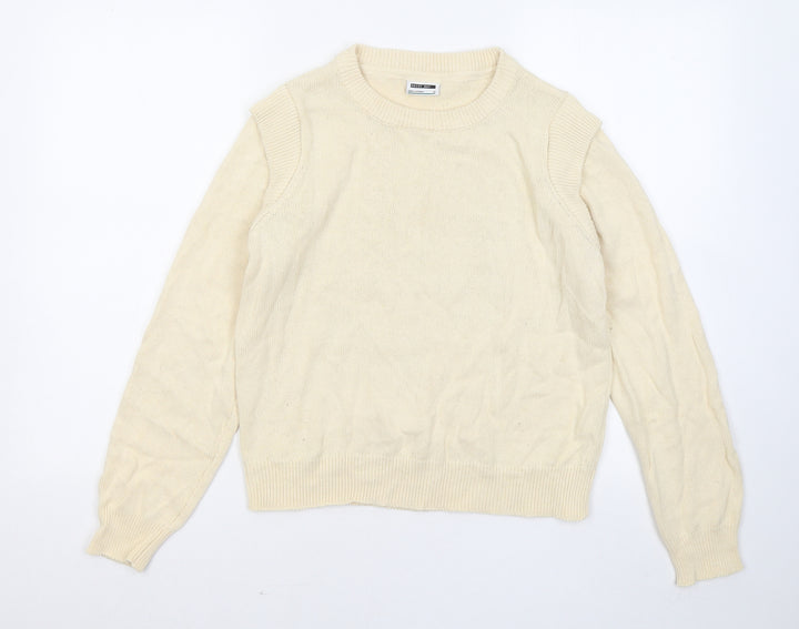 Noisy may Womens Yellow Round Neck Acrylic Pullover Jumper Size M