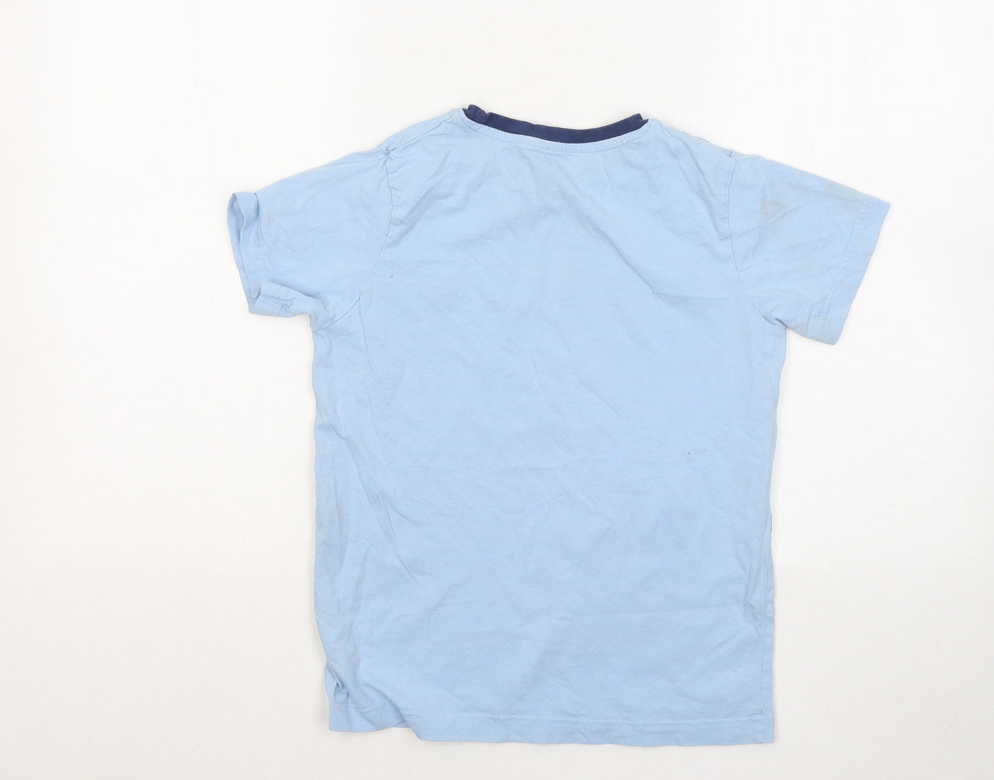 Matalan Boys Blue Striped Cotton Basic T-Shirt Size 11 Years Round Neck