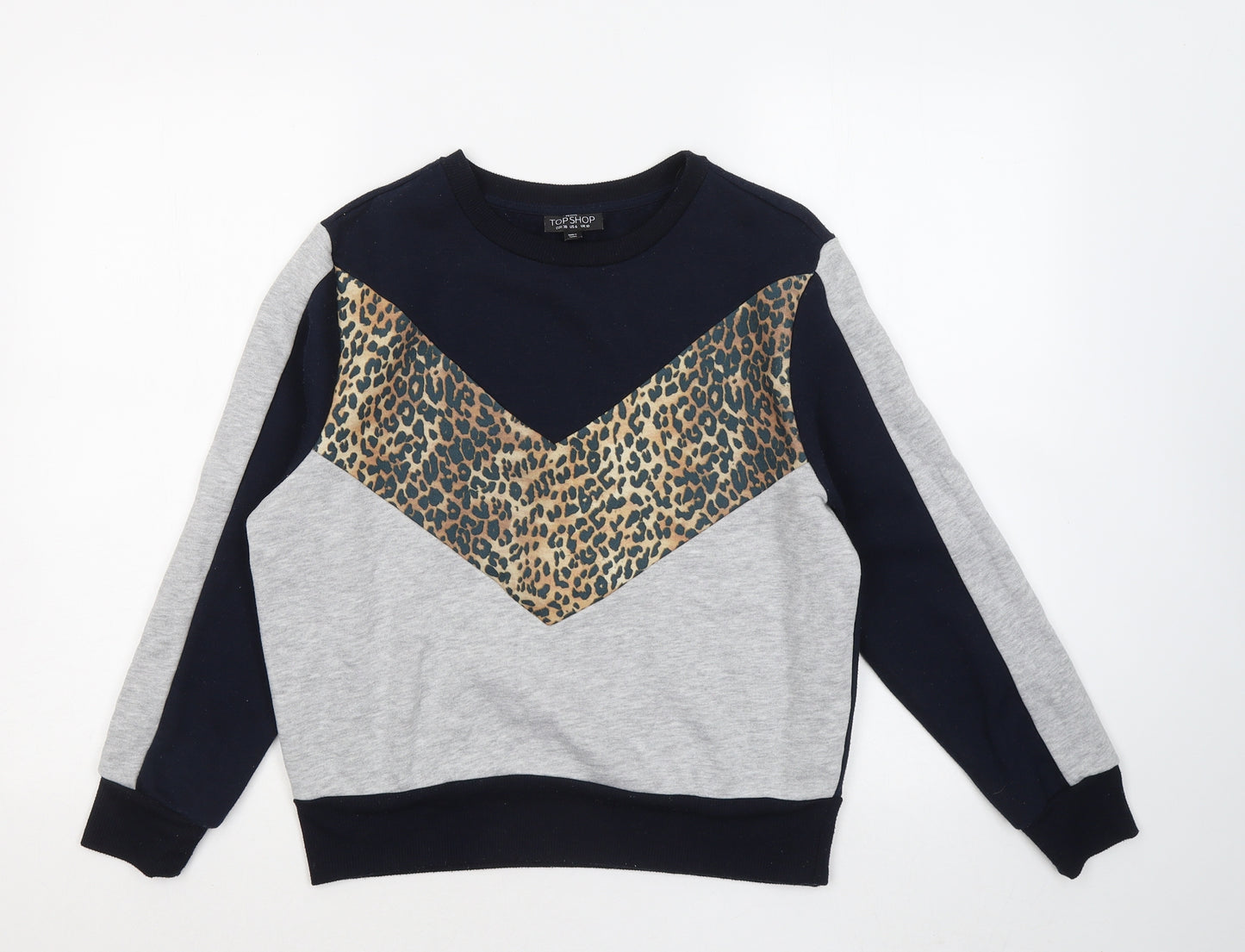 Topshop Womens Multicoloured Animal Print Cotton Pullover Sweatshirt Size 10