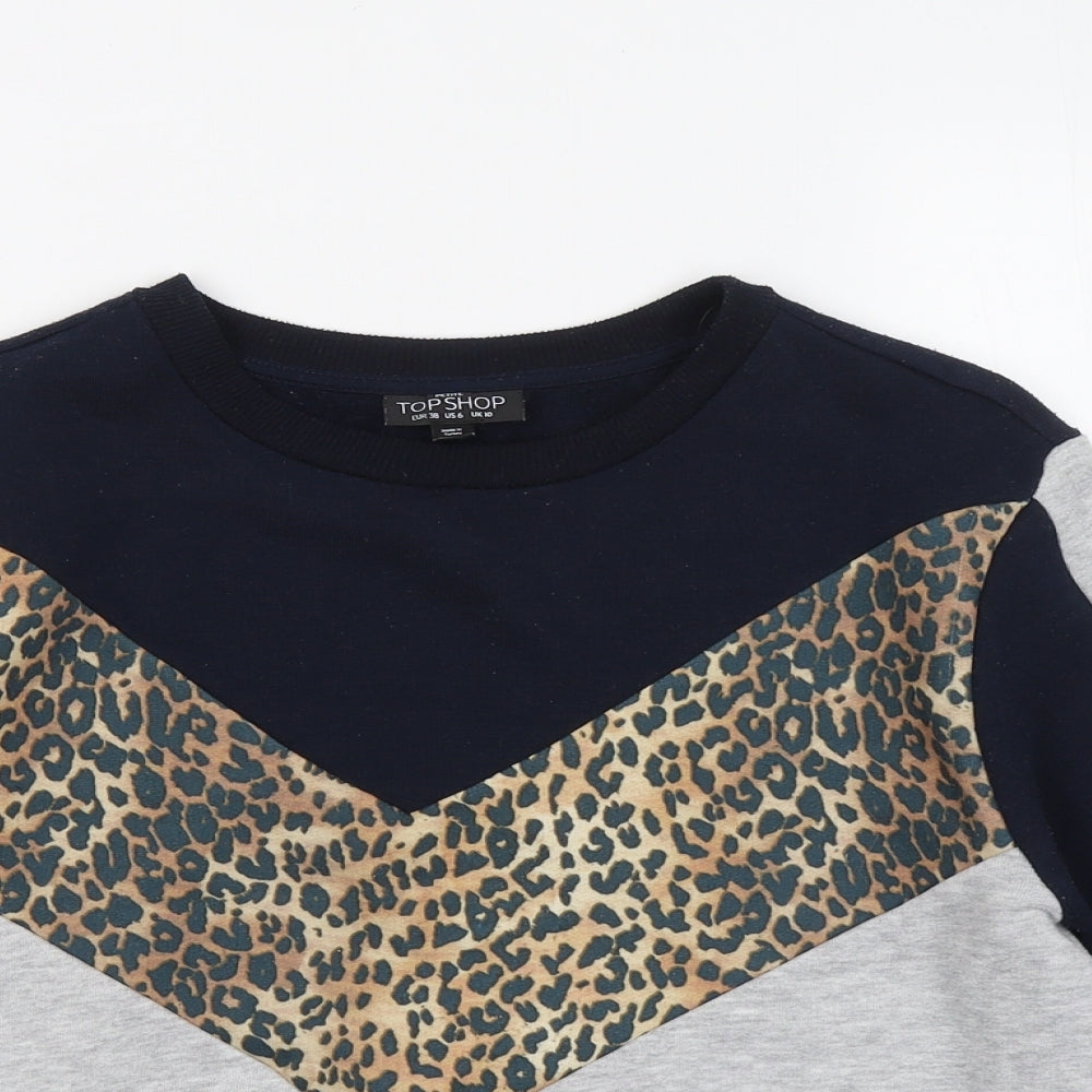 Topshop Womens Multicoloured Animal Print Cotton Pullover Sweatshirt Size 10