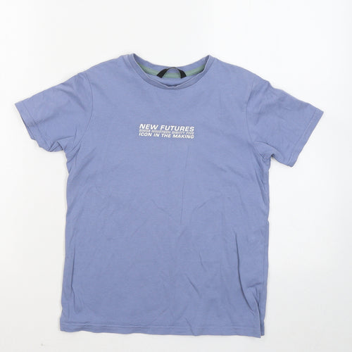 George Boys Blue Cotton Basic T-Shirt Size 7-8 Years Round Neck - Icon In the making