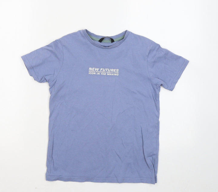 George Boys Blue Cotton Basic T-Shirt Size 7-8 Years Round Neck - Icon In the making