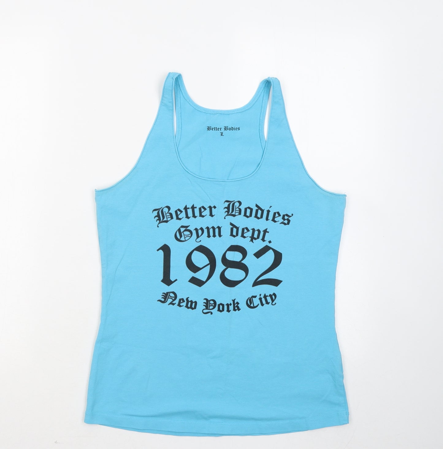 Better Bodies Womens Blue Cotton Basic Tank Size L Round Neck - 1982
