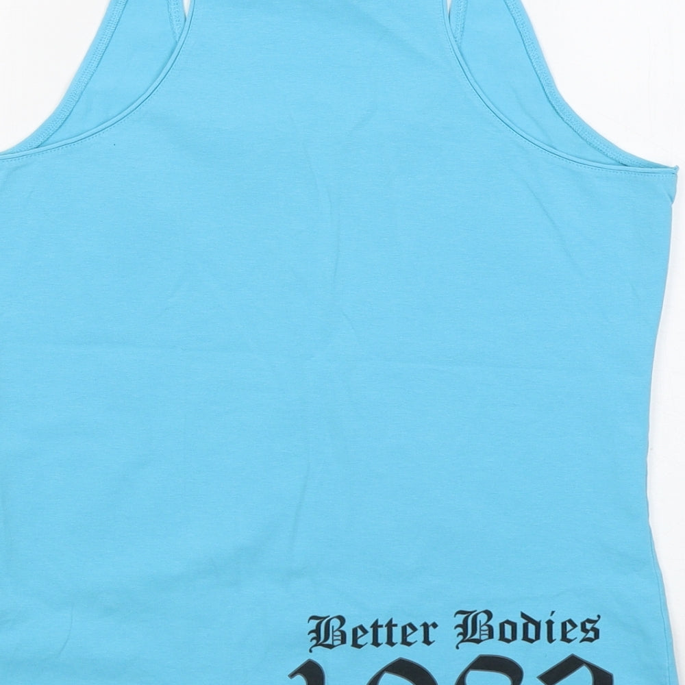 Better Bodies Womens Blue Cotton Basic Tank Size L Round Neck - 1982