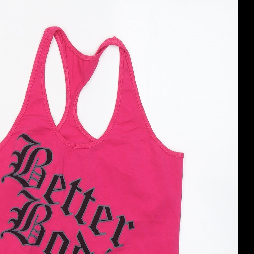 Better Bodies Womens Pink Cotton Basic Tank Size L Round Neck