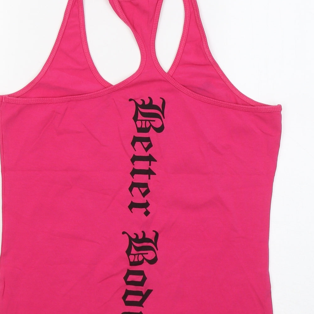 Better Bodies Womens Pink Cotton Basic Tank Size L Round Neck