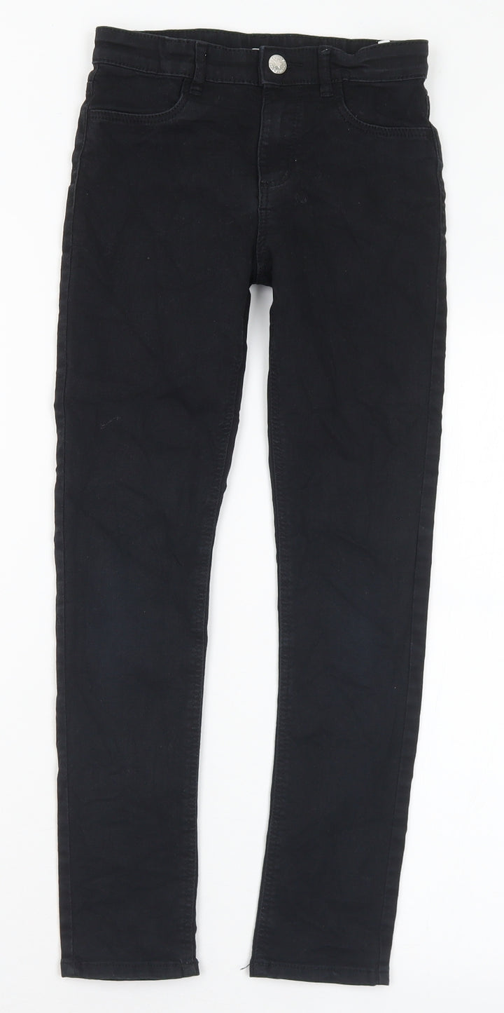 H&M Girls Black Cotton Skinny Jeans Size 9 Months Regular Button