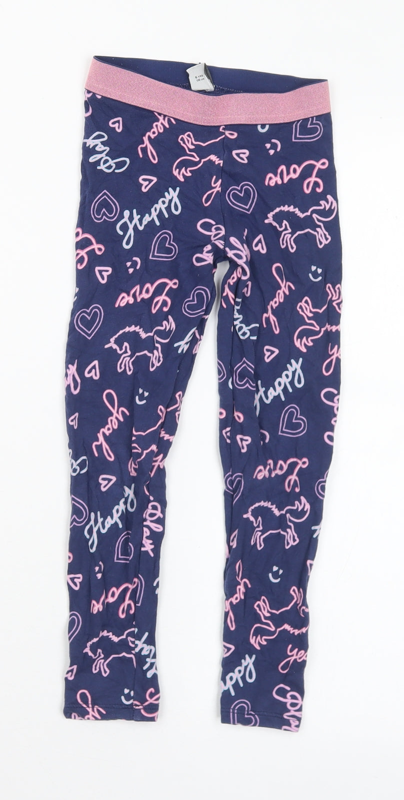 TU Girls Multicoloured Geometric Polyester Pedal Pusher Trousers Size 6 Years Regular - Unicorns