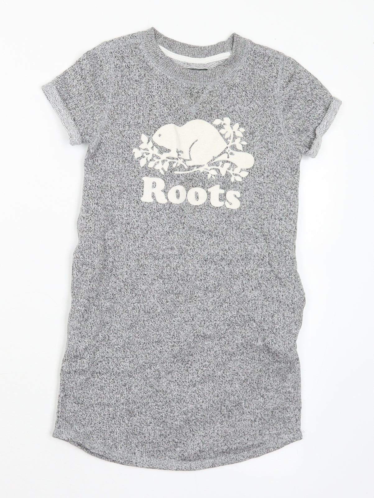 Roots Girls Grey Cotton Jumper Dress Size 5-6 Years Crew Neck