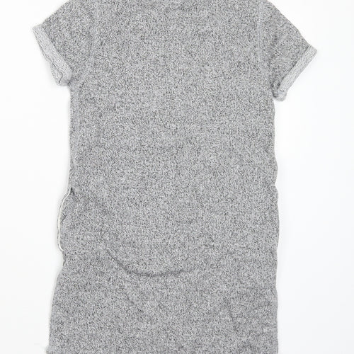 Roots Girls Grey Cotton Jumper Dress Size 5-6 Years Crew Neck