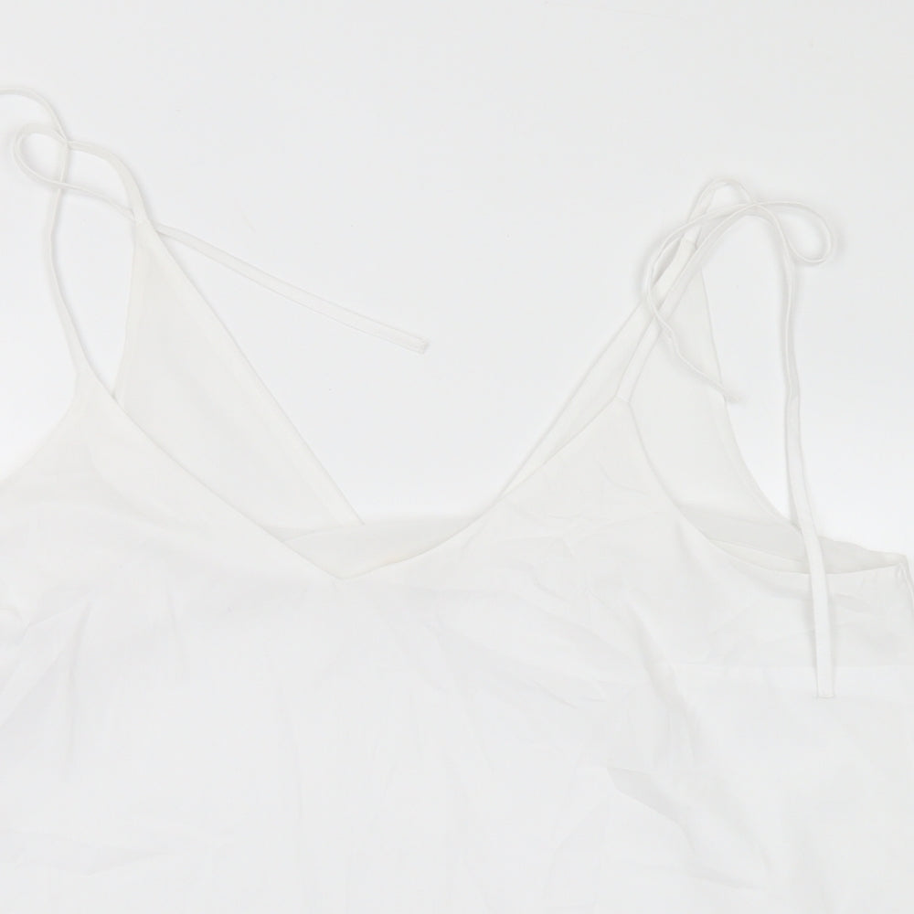 River Island Womens White Polyester Camisole Blouse Size 18 V-Neck
