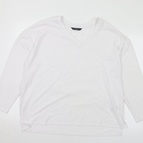 Dunnes Stores Mens White Polyester T-Shirt Size L V-Neck