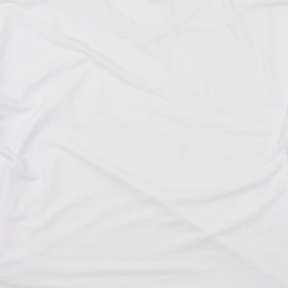 Dunnes Stores Mens White Polyester T-Shirt Size L V-Neck