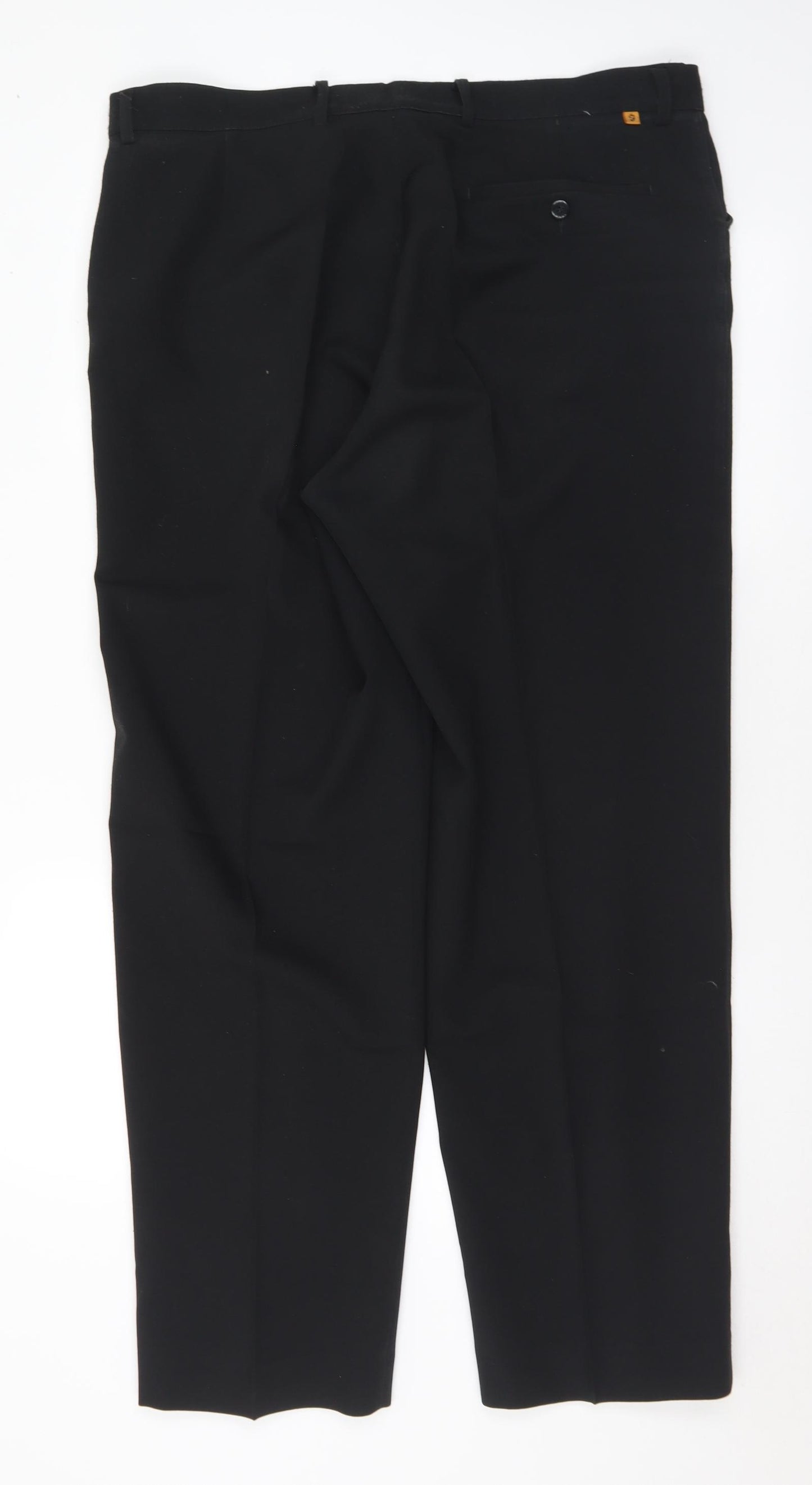 Farah Mens Black Polyester Trousers Size 38 in L31 in Regular Button