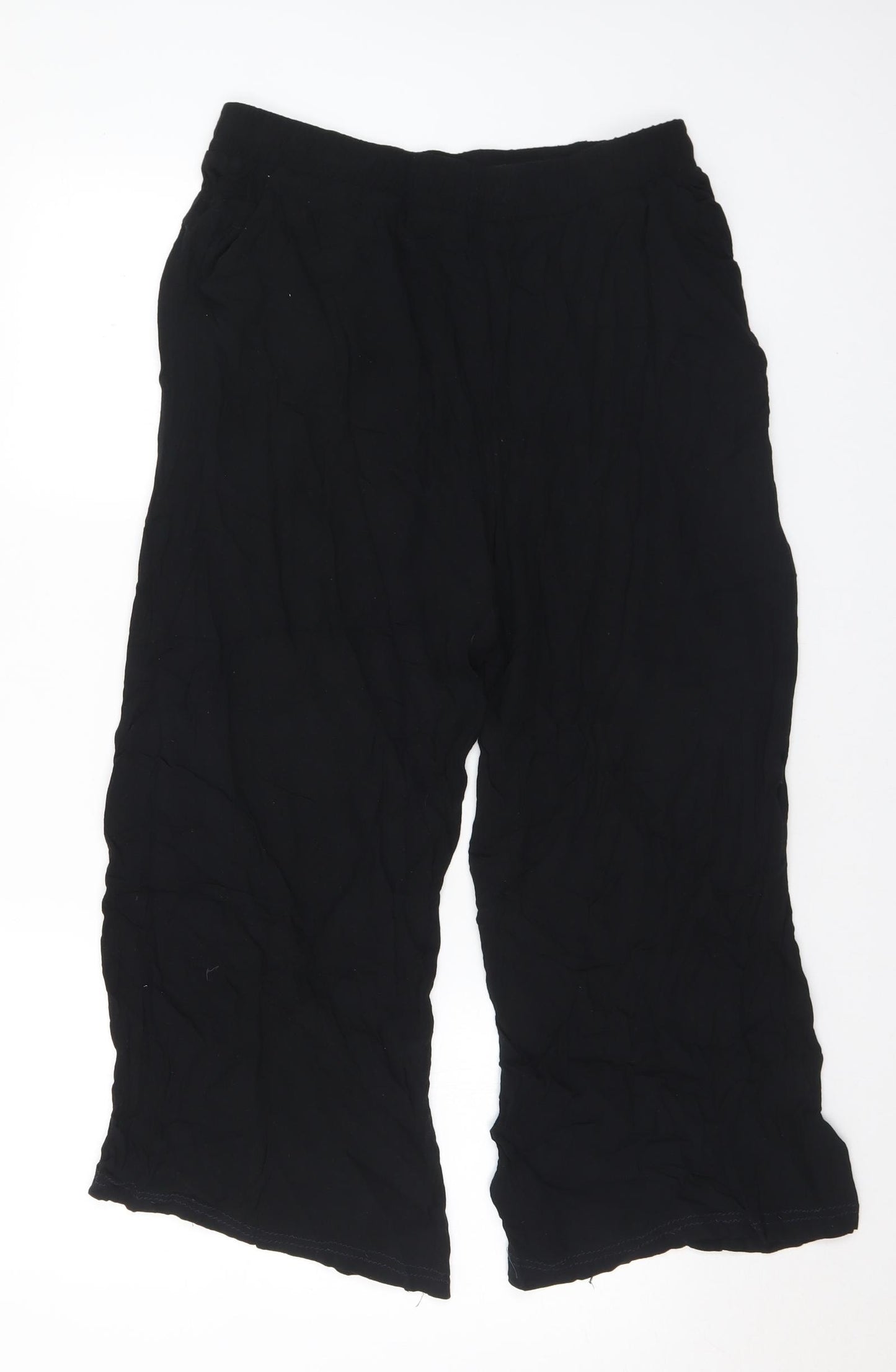 F&F Womens Black Viscose Cropped Trousers Size 12 L23 in Regular