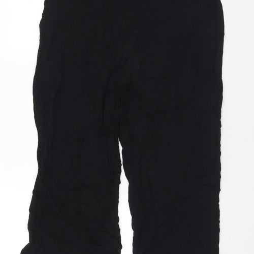 F&F Womens Black Viscose Cropped Trousers Size 12 L23 in Regular