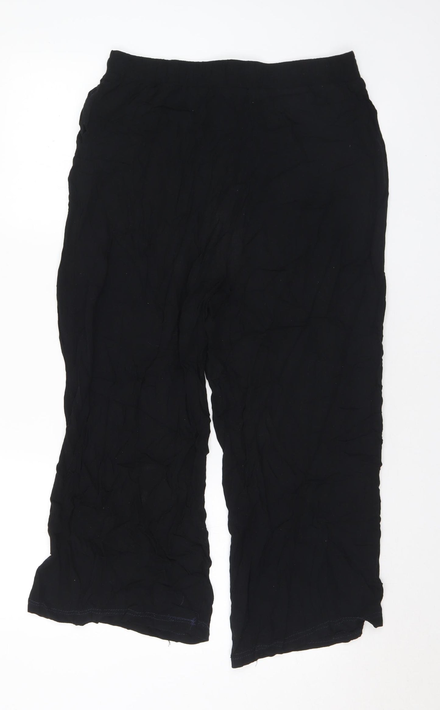F&F Womens Black Viscose Cropped Trousers Size 12 L23 in Regular