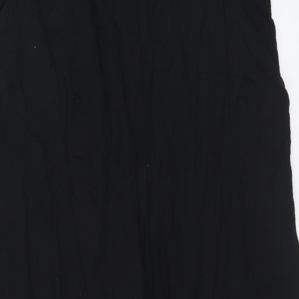 F&F Womens Black Viscose Cropped Trousers Size 12 L23 in Regular