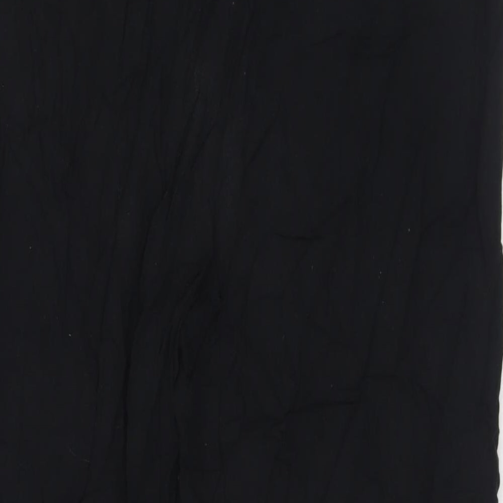 F&F Womens Black Viscose Cropped Trousers Size 12 L23 in Regular