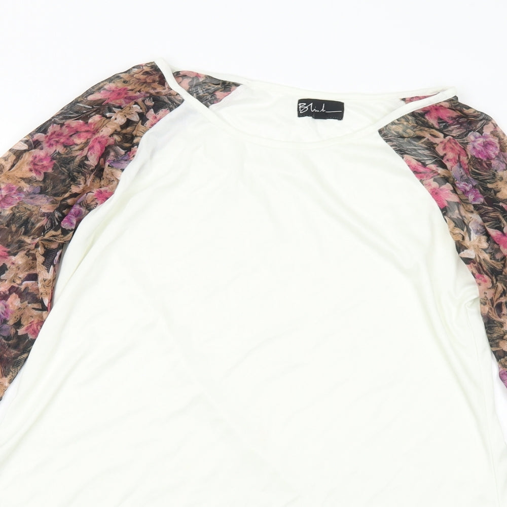 Blink Womens Multicoloured Floral Polyester Basic Blouse Size L Round Neck