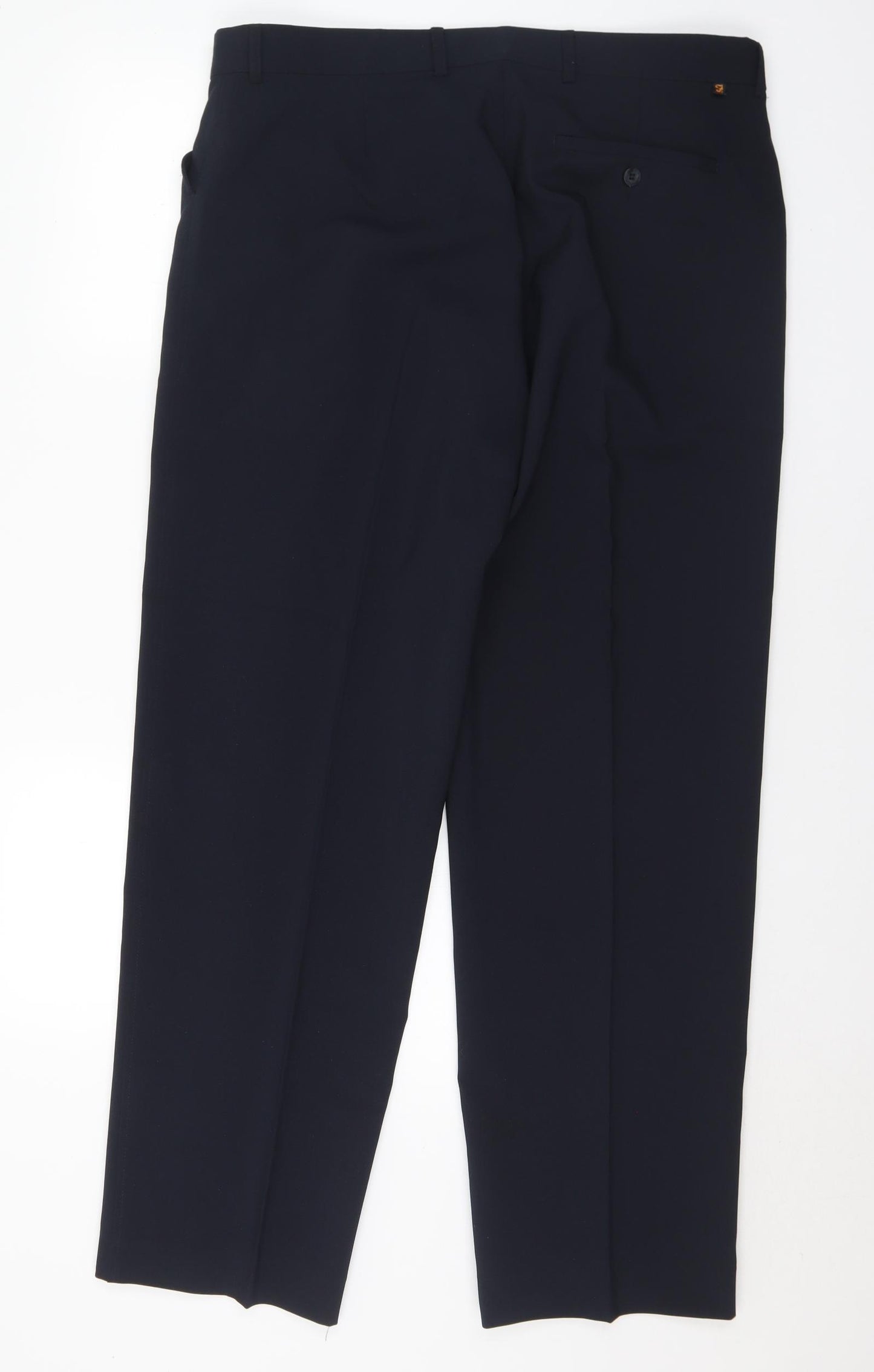 Farah Mens Black Polyester Trousers Size 38 in L33 in Regular Button