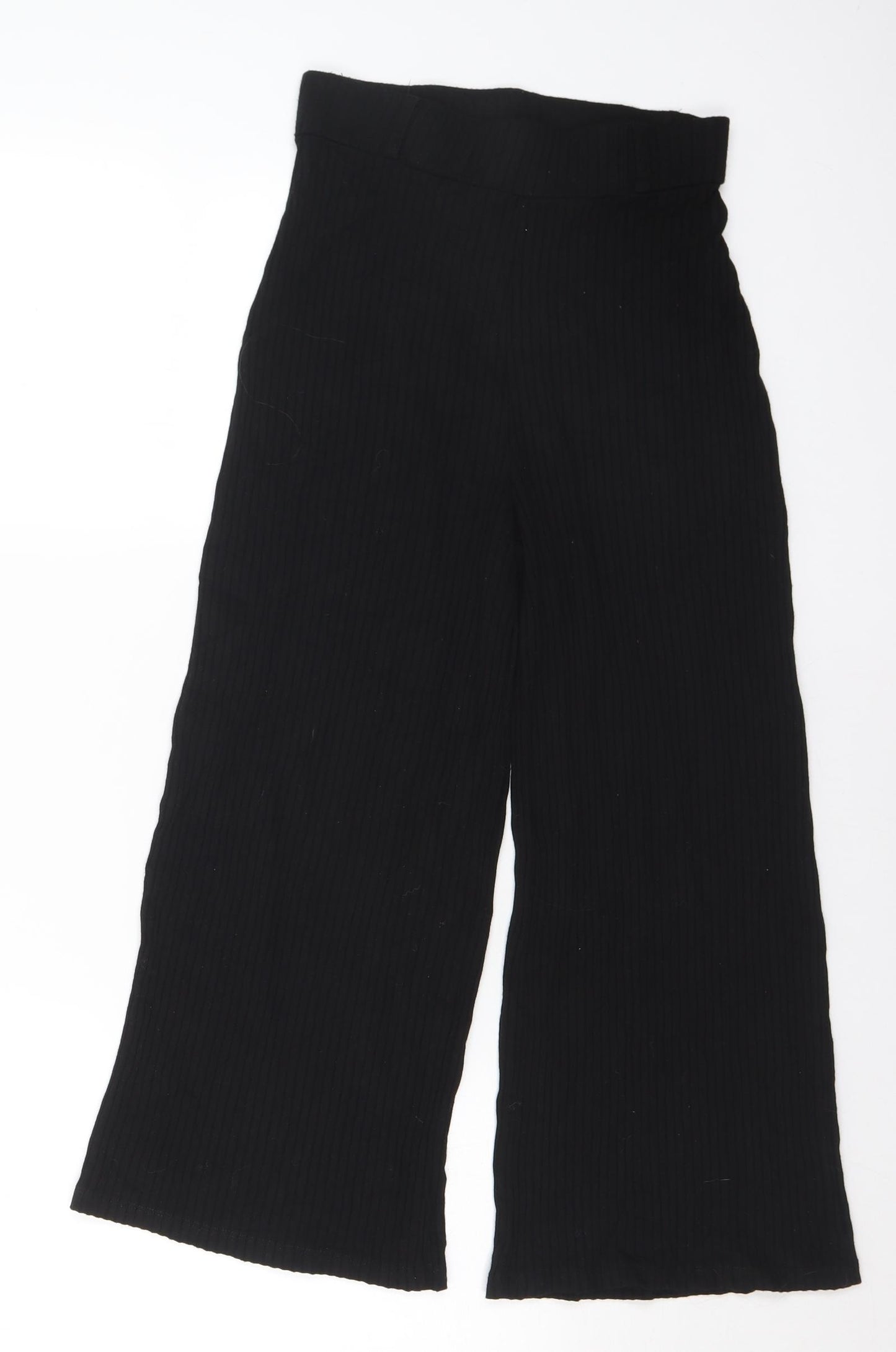 Stradivarius Womens Black Viscose Cropped Trousers Size XS L21 in Regular