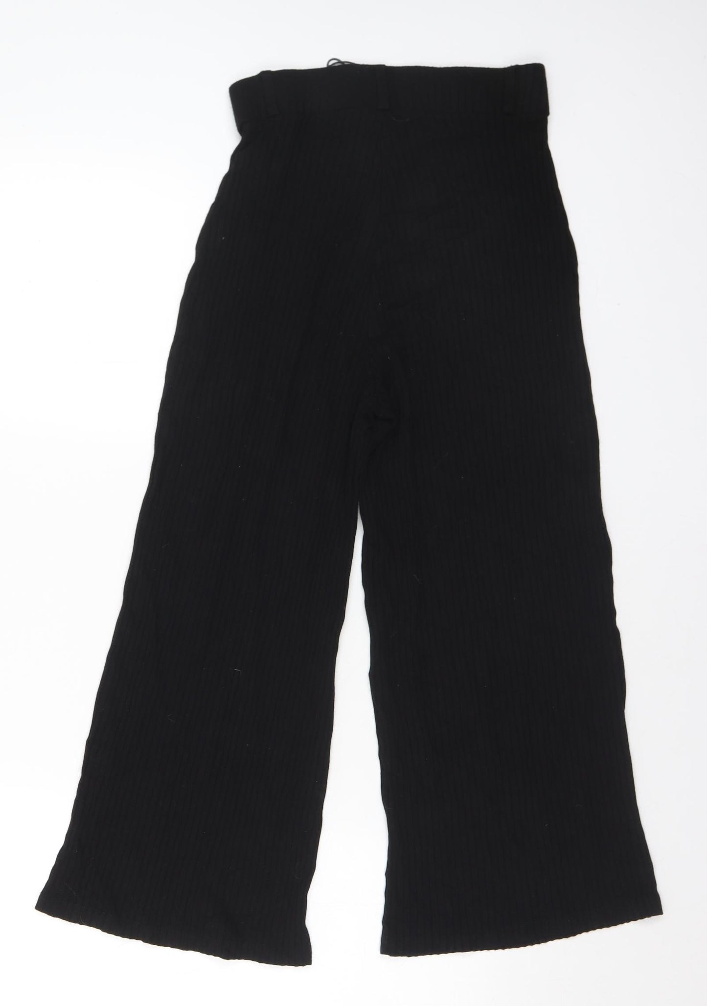 Stradivarius Womens Black Viscose Cropped Trousers Size XS L21 in Regular