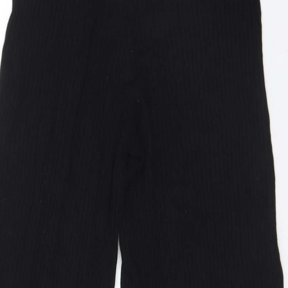 Stradivarius Womens Black Viscose Cropped Trousers Size XS L21 in Regular