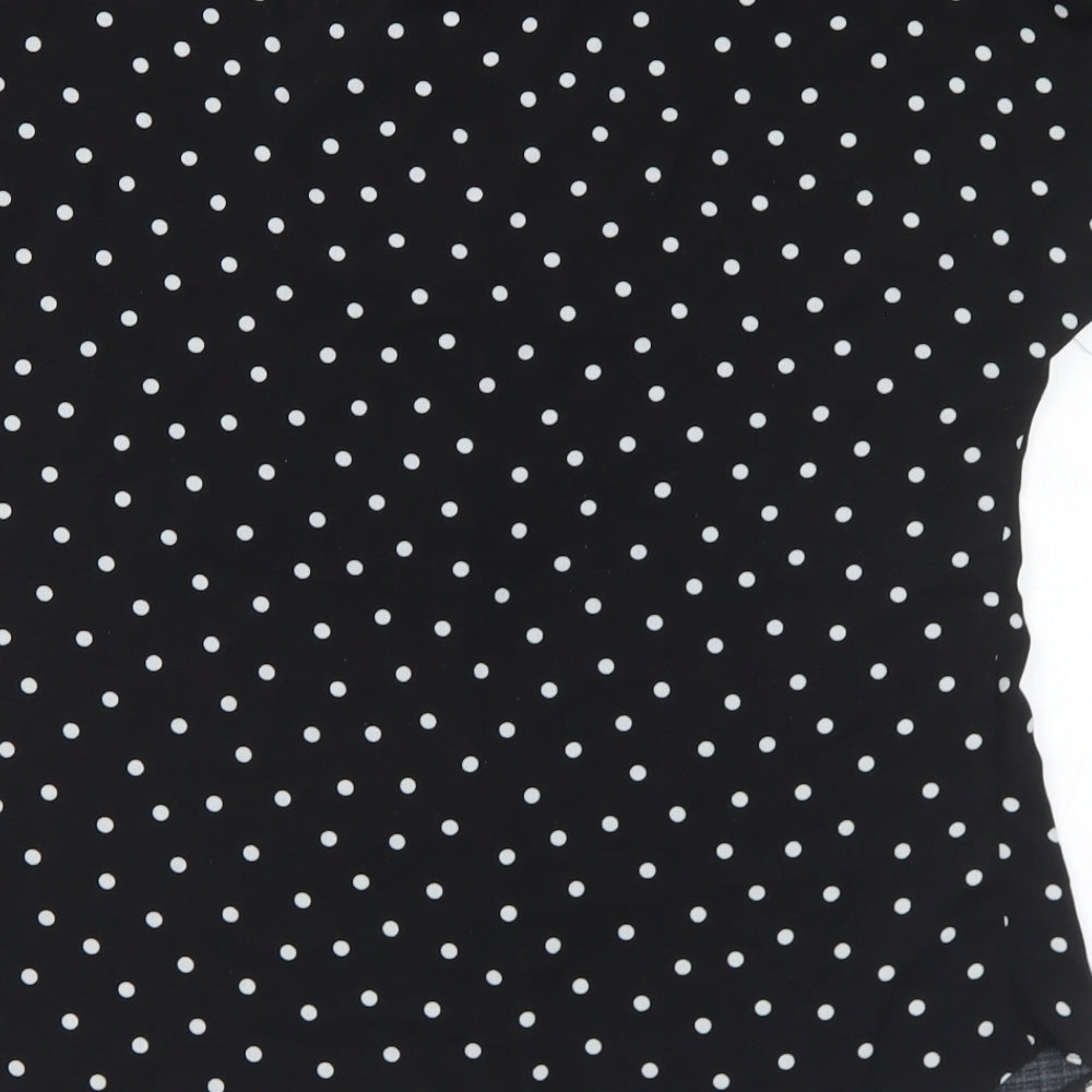Matalan Womens Black Polka Dot Polyester Basic Blouse Size 8 V-Neck