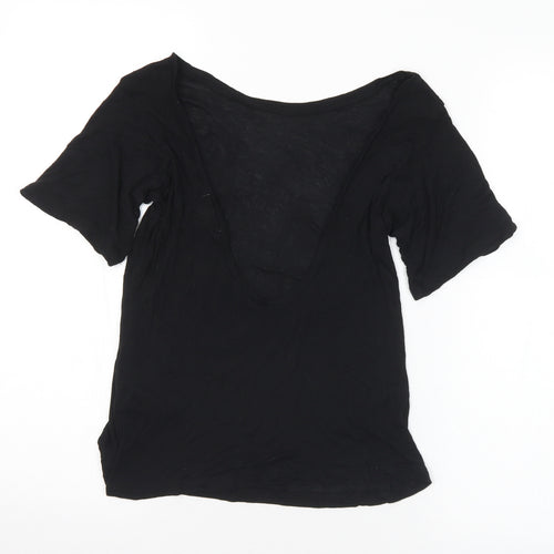 H&M Womens Black Modal Basic T-Shirt Size 6 Round Neck - Sheer