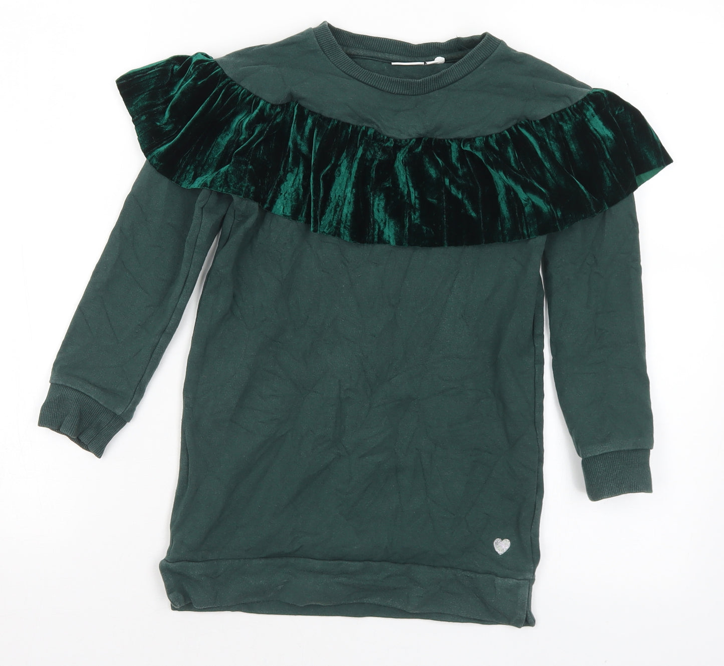 name it Girls Green Polyester Pullover Sweatshirt Size 7-8 Years