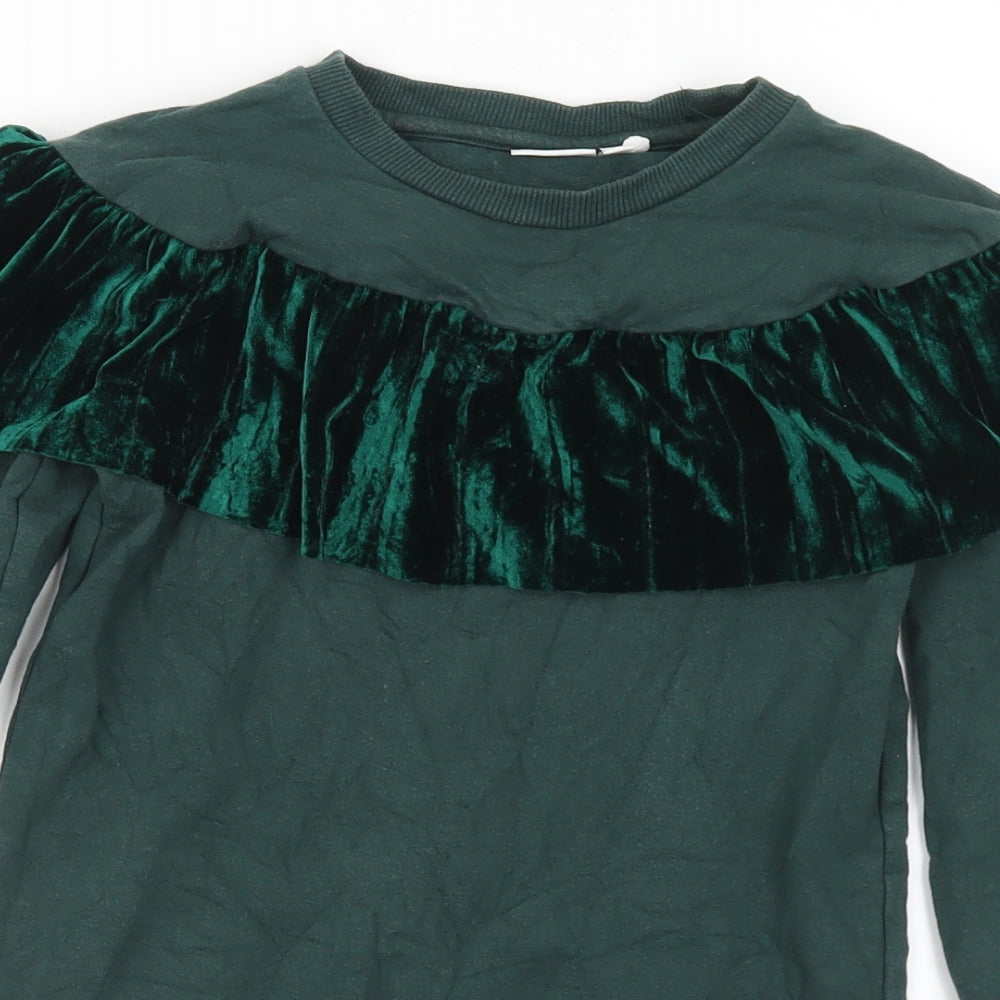 name it Girls Green Polyester Pullover Sweatshirt Size 7-8 Years