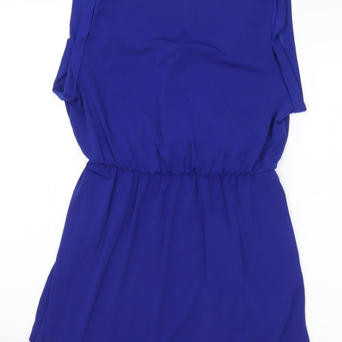 Divided Womens Blue Polyester Skater Dress Size 6 Round Neck