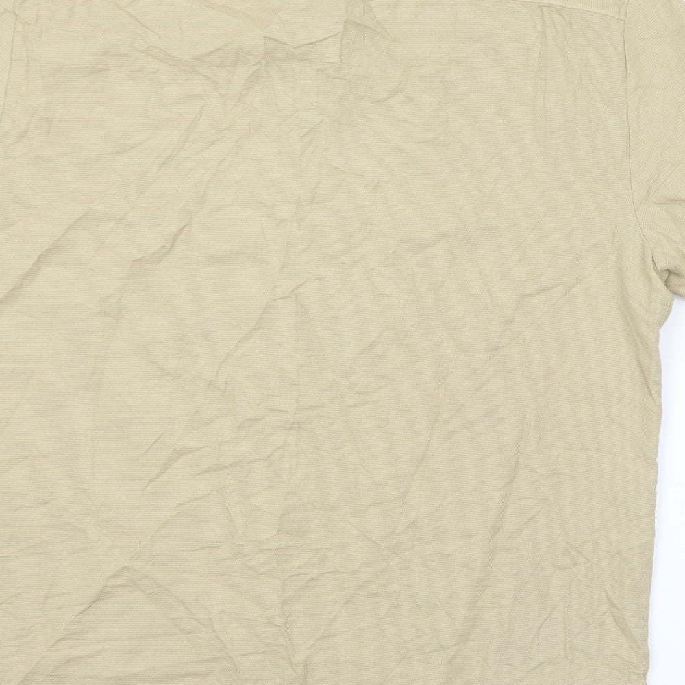 Primark Mens Beige Cotton Button-Up Size XL Henley Button