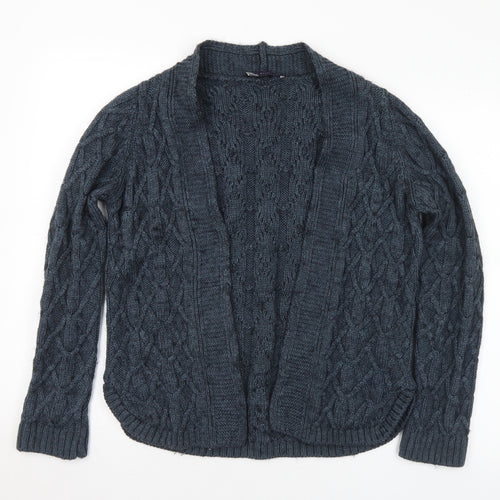 Marks and Spencer Womens Blue Collared Acrylic Cardigan Jumper Size 8