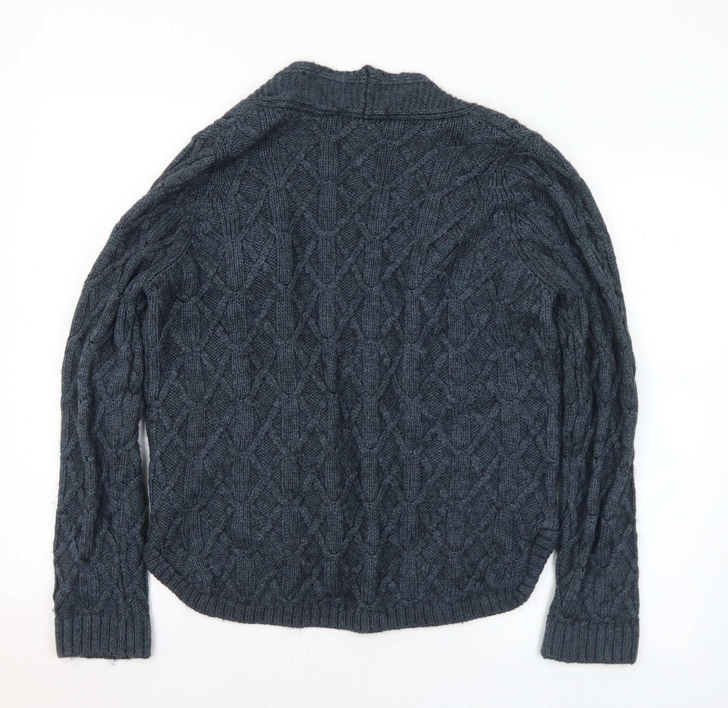 Marks and Spencer Womens Blue Collared Acrylic Cardigan Jumper Size 8