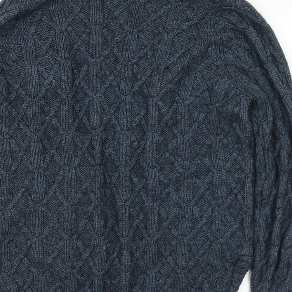 Marks and Spencer Womens Blue Collared Acrylic Cardigan Jumper Size 8