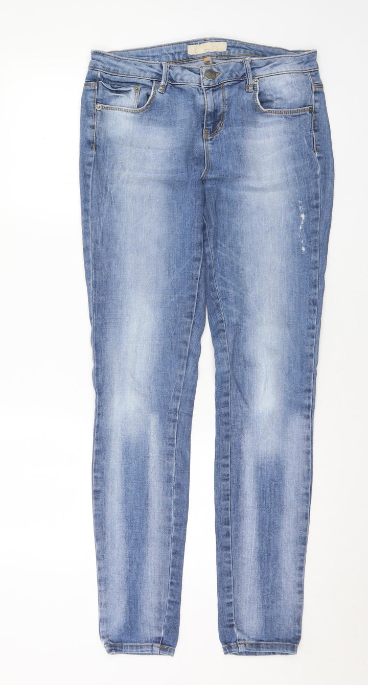 Topshop Mens Blue Cotton Skinny Jeans Size 30 in L32 in Regular Button