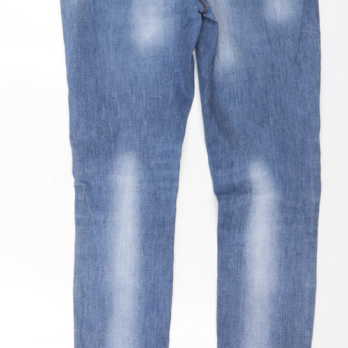 Topshop Mens Blue Cotton Skinny Jeans Size 30 in L32 in Regular Button