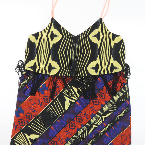 River Island Womens Multicoloured Geometric Polyester Camisole Blouse Size M V-Neck