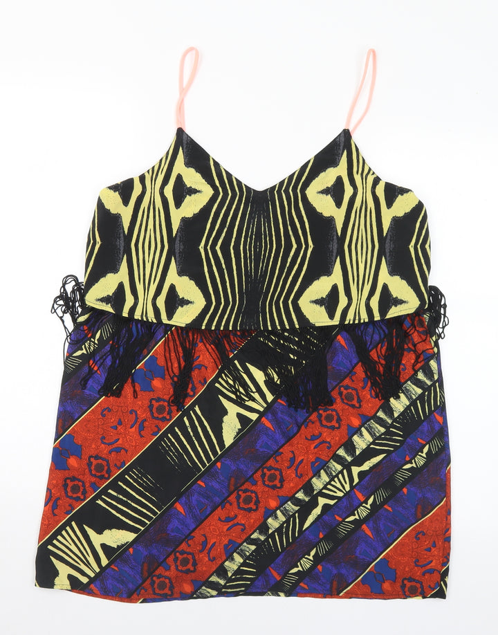 River Island Womens Multicoloured Geometric Polyester Camisole Blouse Size M V-Neck