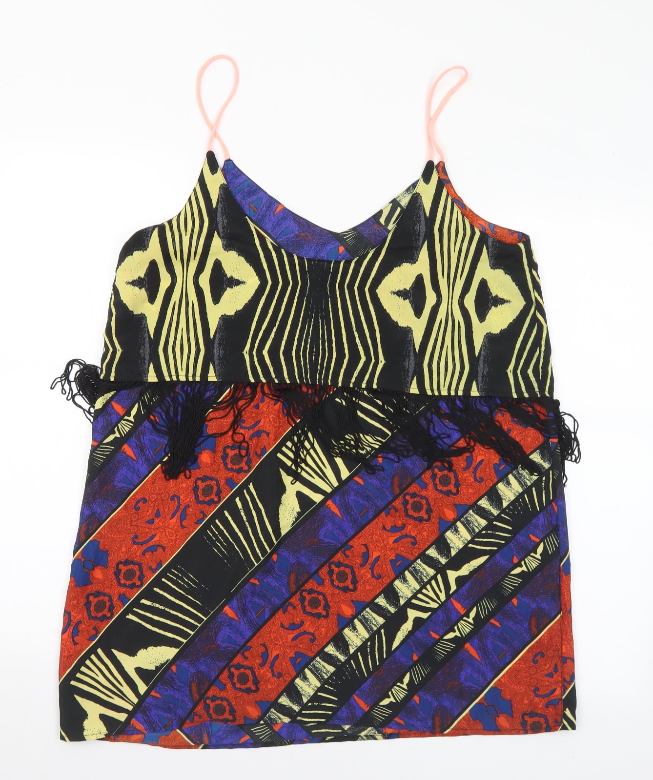 River Island Womens Multicoloured Geometric Polyester Camisole Blouse Size M V-Neck
