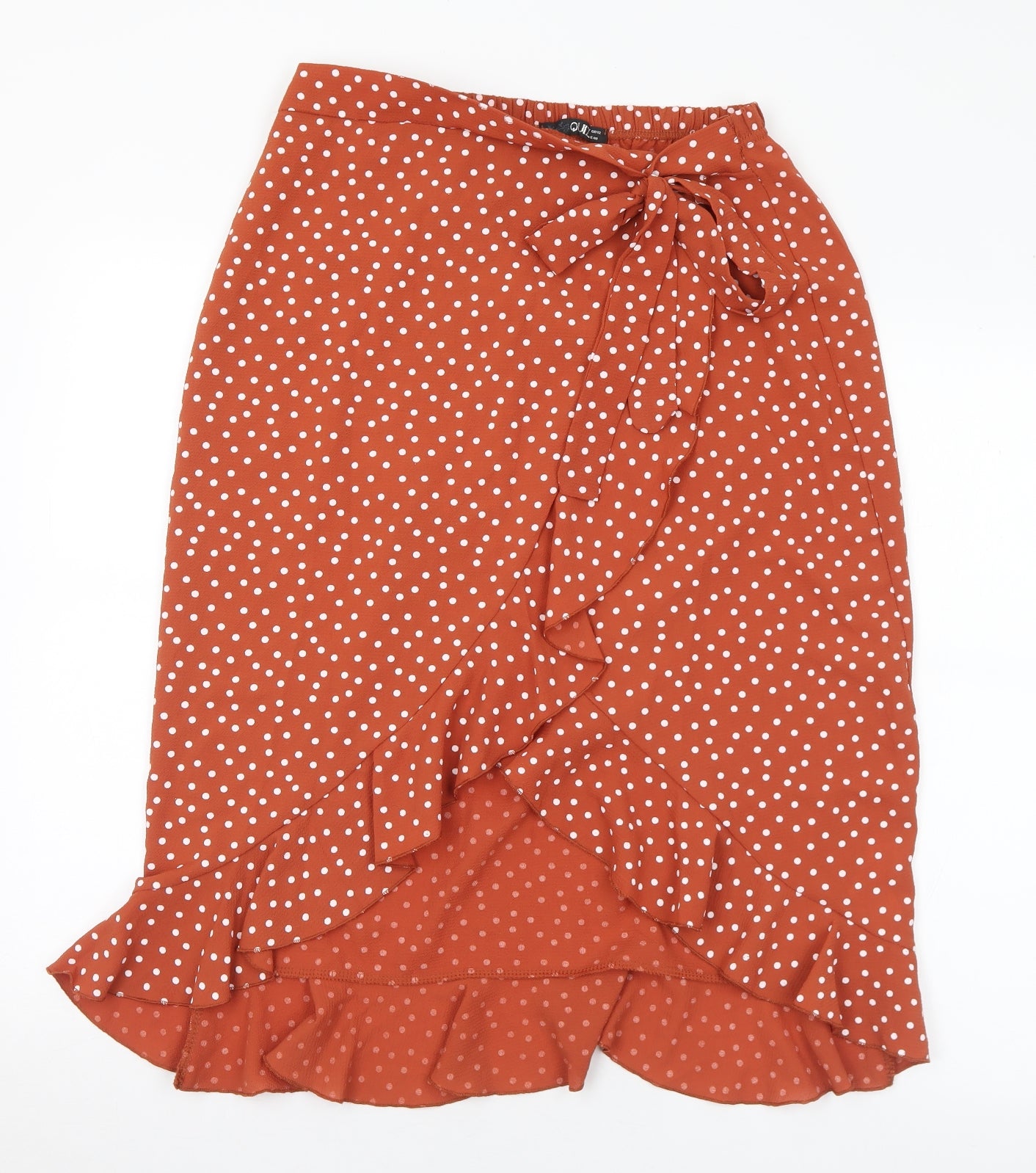 Quiz Womens Brown Polka Dot Polyester Wrap Skirt Size 12