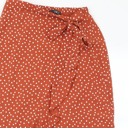 Quiz Womens Brown Polka Dot Polyester Wrap Skirt Size 12