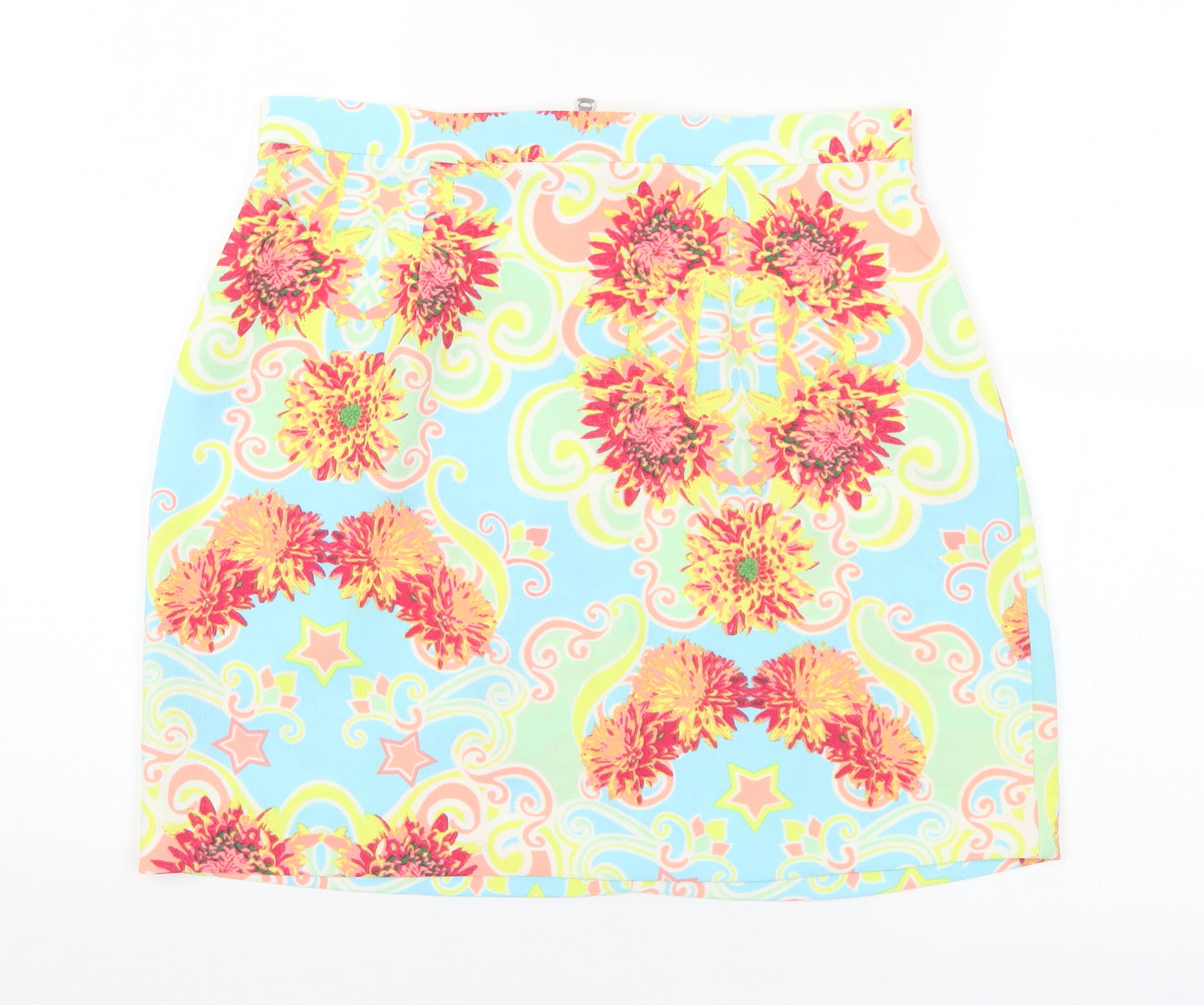 River Island Womens Multicoloured Geometric Polyester A-Line Skirt Size 12 Zip